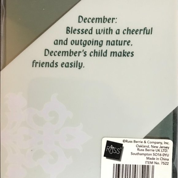 Russ Birthstone Porcelain Cross for DECEMBER - Picture 2 of 2